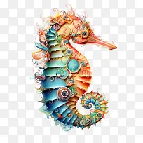 海马-海马海马海洋生物多彩抽象