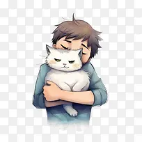 拥抱猫-拥抱猫的人抱着猫拥抱