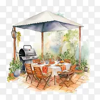 烧烤-烧烤露台户外用餐花园烧烤