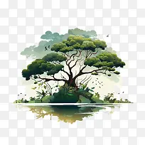 大树-大树热带岛屿树木湖