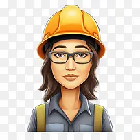 女-女工程师建筑安全头盔安全眼镜