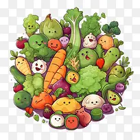素食日-素食日蔬菜蔬菜可爱多彩