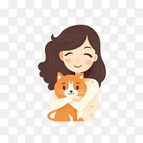 猫猫拥抱猫微笑着抱着猫的女人