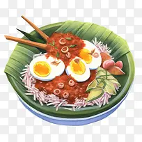 马来美食-马来美食马来食物饭碗咖喱鸡蛋