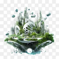 环境-环境走向绿色未来城市景观科幻