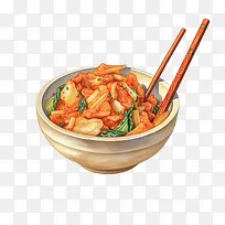 韩国食品-韩国食品酱面条炒蔬菜