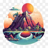 火山-橙色
