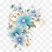抽象花-金叶