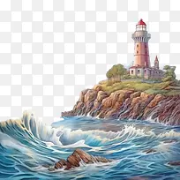 灯塔-灯塔灯塔海浪悬崖