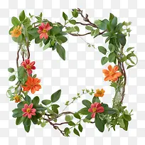 百日草花-百日草花百日草花框鲜花藤蔓绿叶