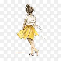 跳舞的女孩-跳舞的女孩女孩裙子黄色白衬衫