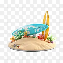 冲浪板-冲浪板冲浪板海滩沙子海洋