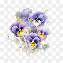 三色堇花-三色堇花紫色紫罗兰野花花束