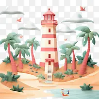 灯塔-棕榈树