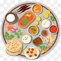 印度菜-印度菜食品印度盘米饭