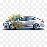 汽车-汽车汽车豪华轿车白色