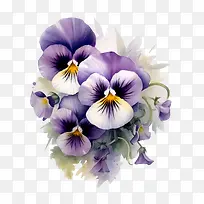 三色堇花-白花