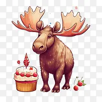 驼鹿-驼鹿驼鹿生日蛋糕派对