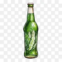 啤酒瓶-啤酒瓶绿瓶水草液体