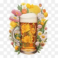 啤酒-啤酒花园鲜花杯啤酒