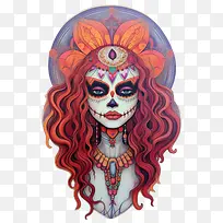 skelitacalaveras-skelitacalaveras女人糖头骨脸装饰