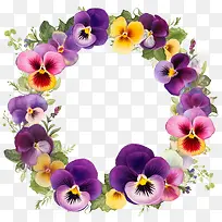 三色堇花-三色堇花花圈花卉春天的花朵