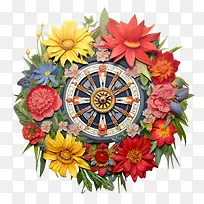 指南针-指南针太阳花圈复古