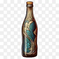 啤酒瓶-啤酒瓶棕色波浪破碎的玻璃液体