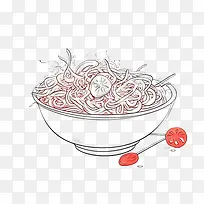涂鸦面条-涂鸦面条红豆黑碗勺辣