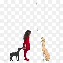 女孩-女孩狗猫女孩红色连衣裙