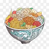 涂鸦面条-涂鸦面条拉面面条碗面食食品