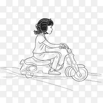 女孩-女孩骑摩托车骑自行车的人路