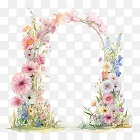花拱门-花拱门花拱门水彩花卉花园