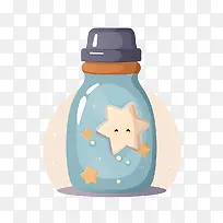 牛奶瓶-牛奶瓶瓶星星月亮夜空