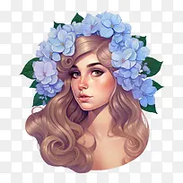 绣球花-绣球花女孩肖像