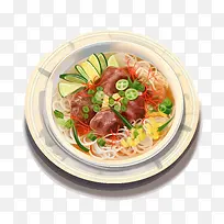 面条-面条面条肉丸汤辣