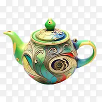 茶壶-孔雀
