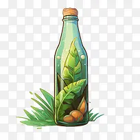 啤酒瓶-啤酒瓶水绿色植物瓶