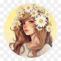 时尚女孩-雏菊花