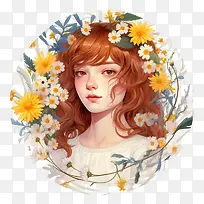 女孩肖像-花花环