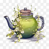 茶壶-茶壶绿色茶壶茶壶复古茶壶维多利亚茶壶