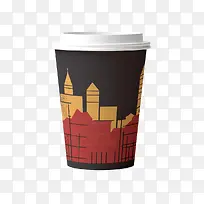 纸咖啡杯-纸咖啡杯城市天际线建筑城市景观