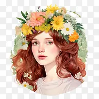 时尚女孩-花花环