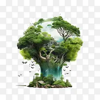 世界自然保护日-世界自然保护日森林树屋水