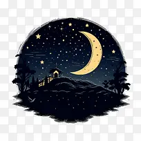 全球睡眠在星空下的夜晚-全球睡眠在星空下的夜晚月亮夜空星星