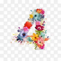 4号花-4号花花卉数字水彩多彩