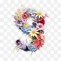 9号花-9号花鲜花插花水彩插图花束