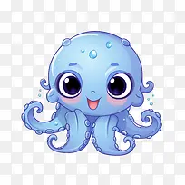 章鱼-章鱼可爱可爱的卡通海洋生物