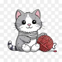 猫玩毛线球-猫玩毛线球小猫可爱毛茸茸俏皮