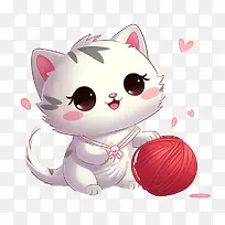 猫玩毛线球-猫玩毛线球小猫可爱可爱俏皮